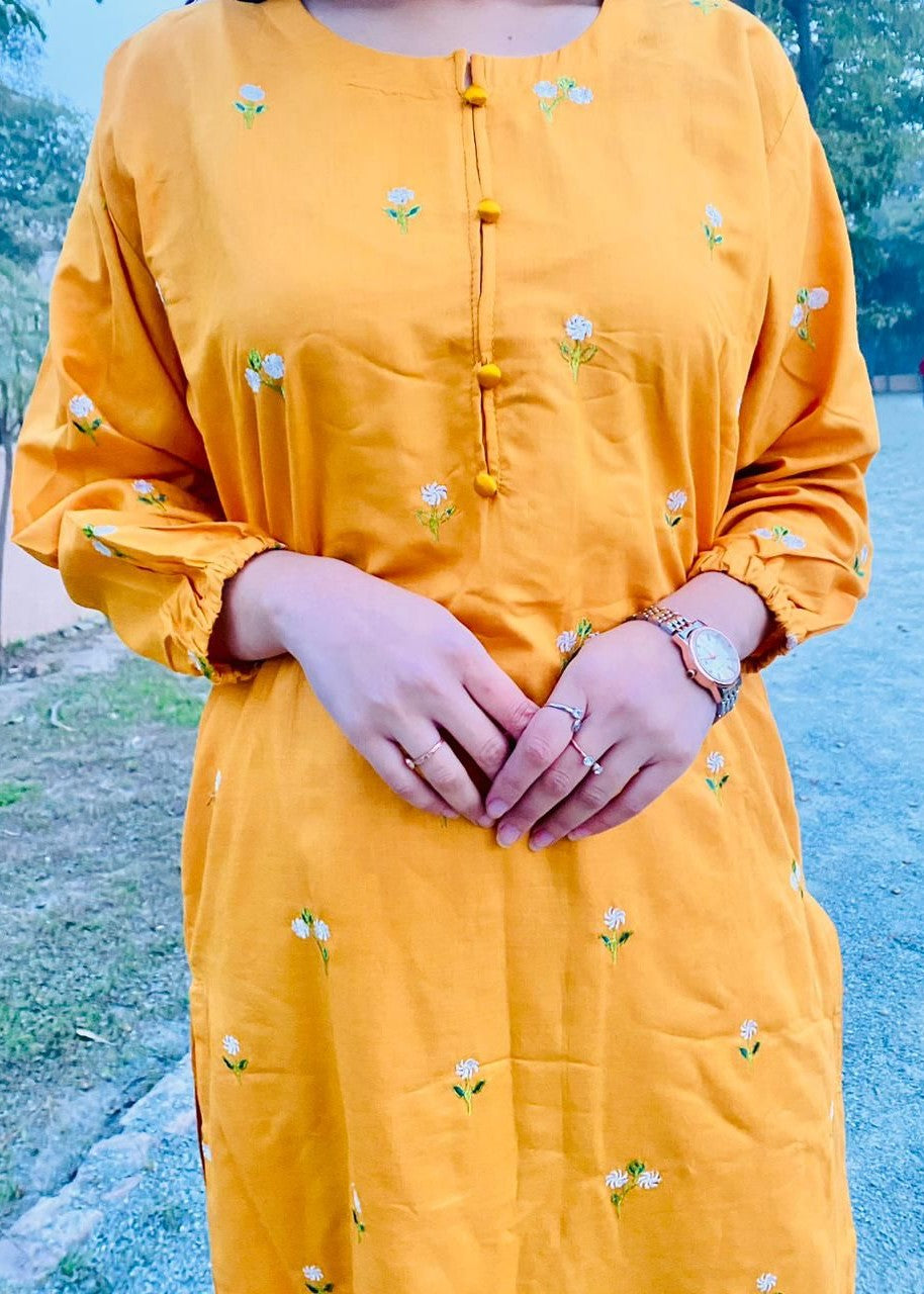 Gulposh Floral Delight (Stitched ) Mustard Women 2pcs