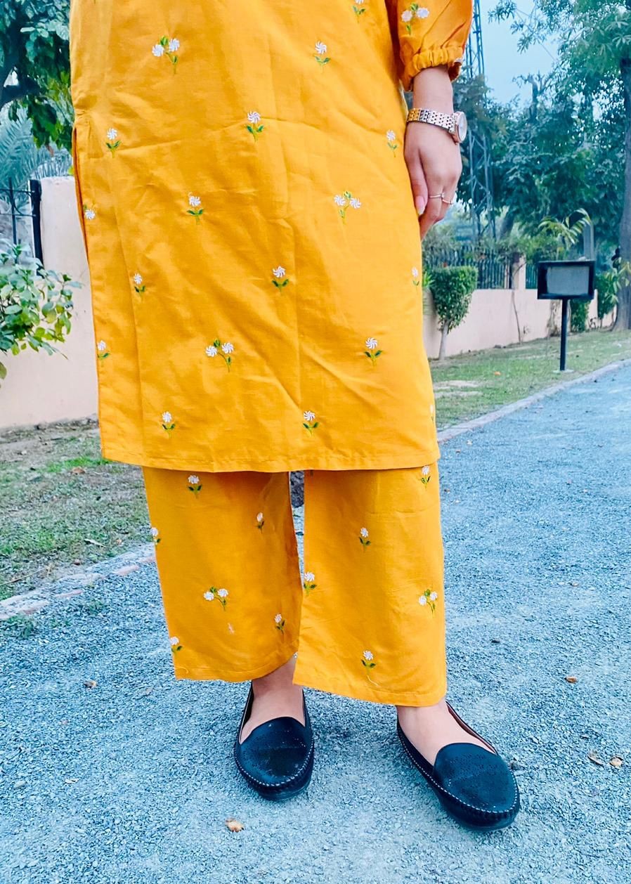 Gulposh Floral Delight (Stitched ) Mustard Women 2pcs
