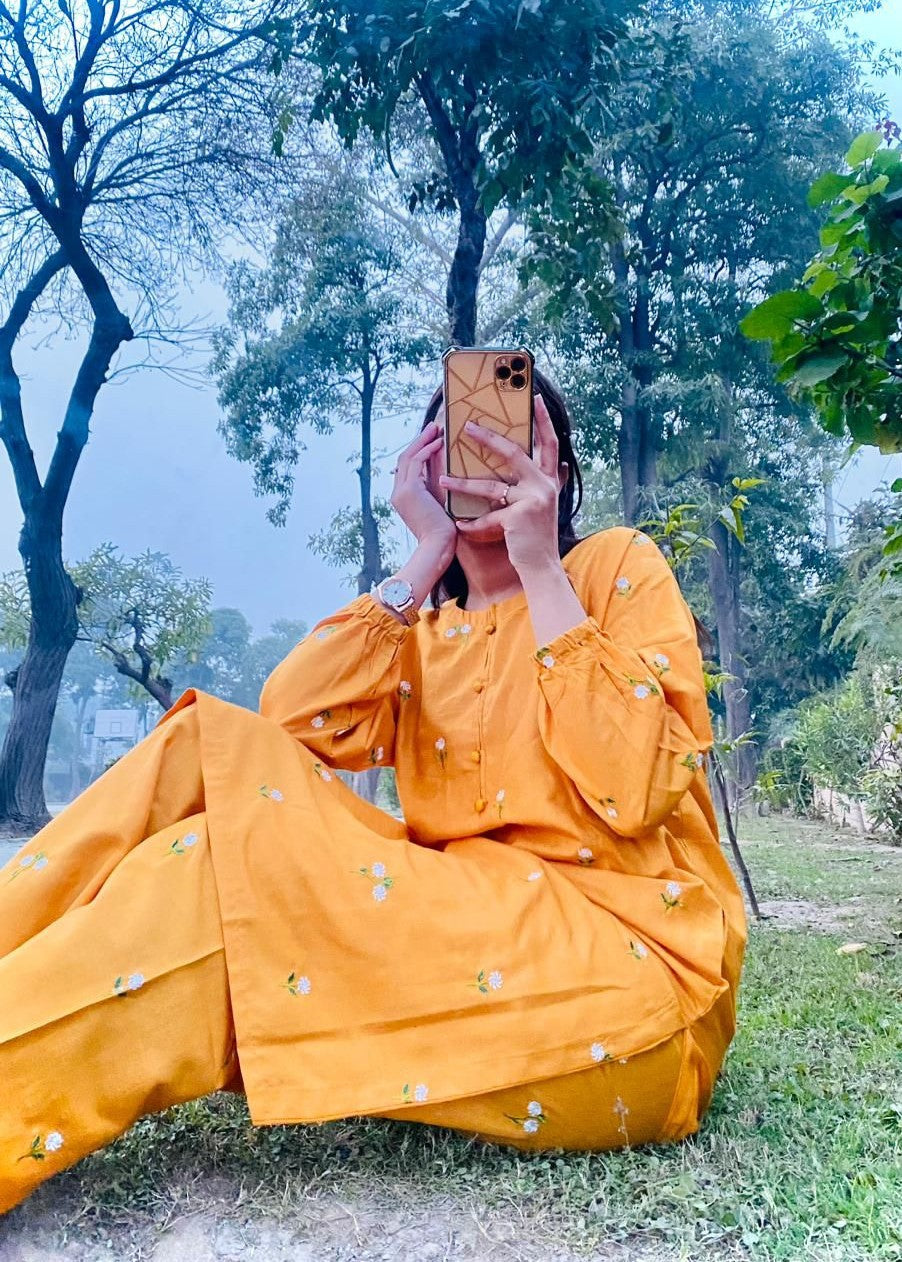 Gulposh Floral Delight (Stitched ) Mustard Women 2pcs