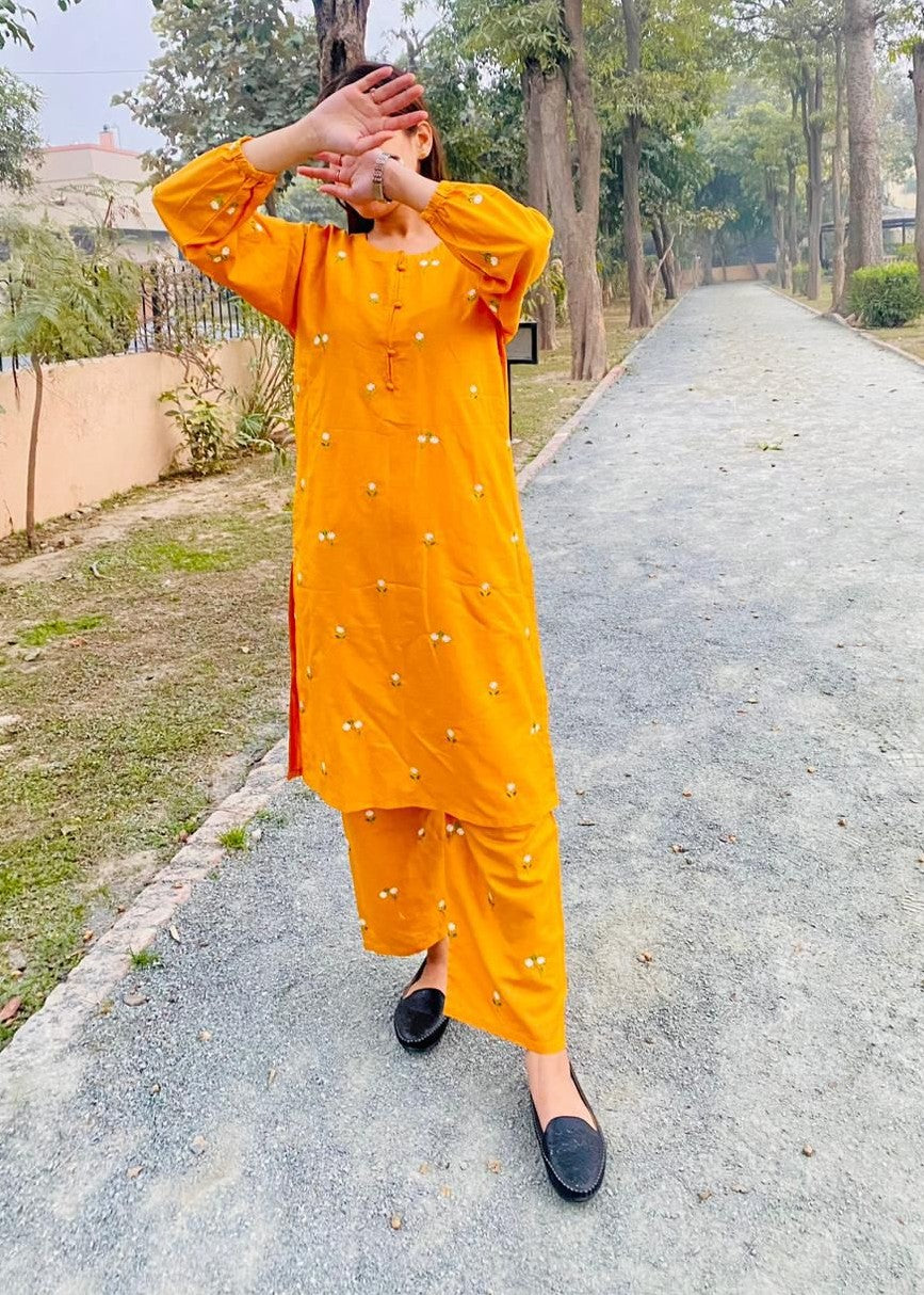 Gulposh Floral Delight (Stitched ) Mustard Women 2pcs