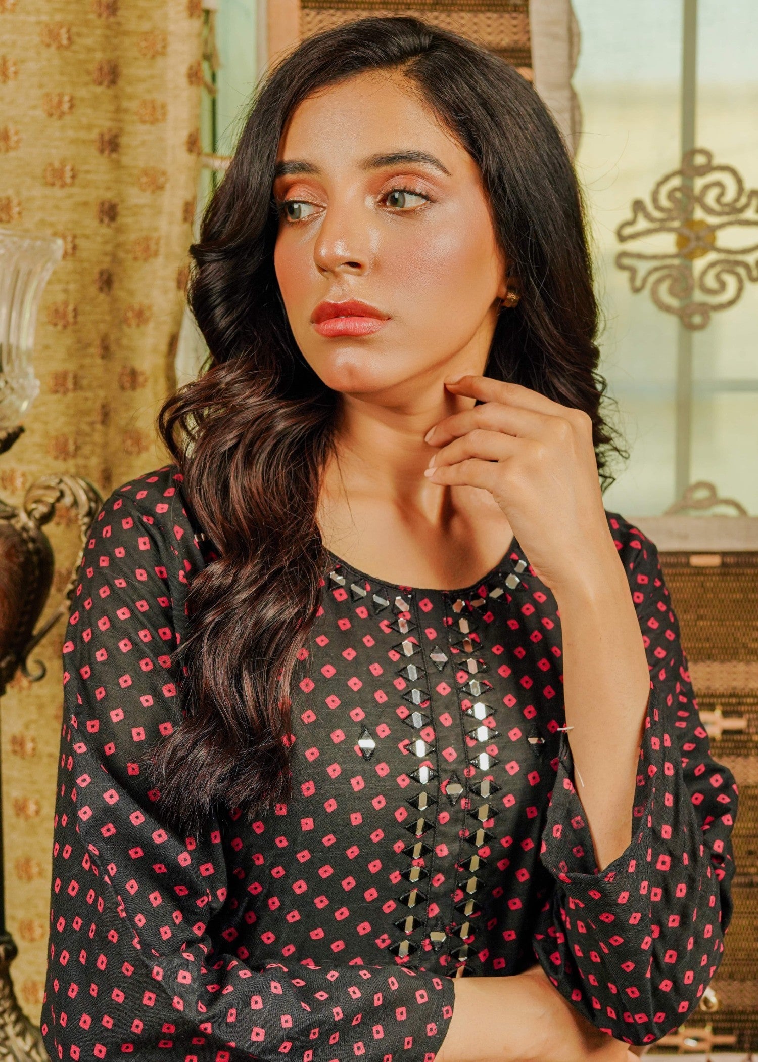 Cynoption Black Mirror Neck Cotton Two Piece Women 2pcs