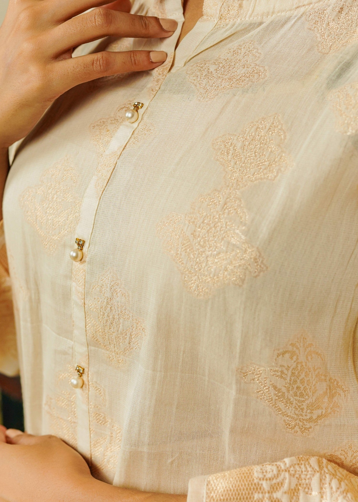 Cynoption Off White Jacquart Two Piece Women 2pcs