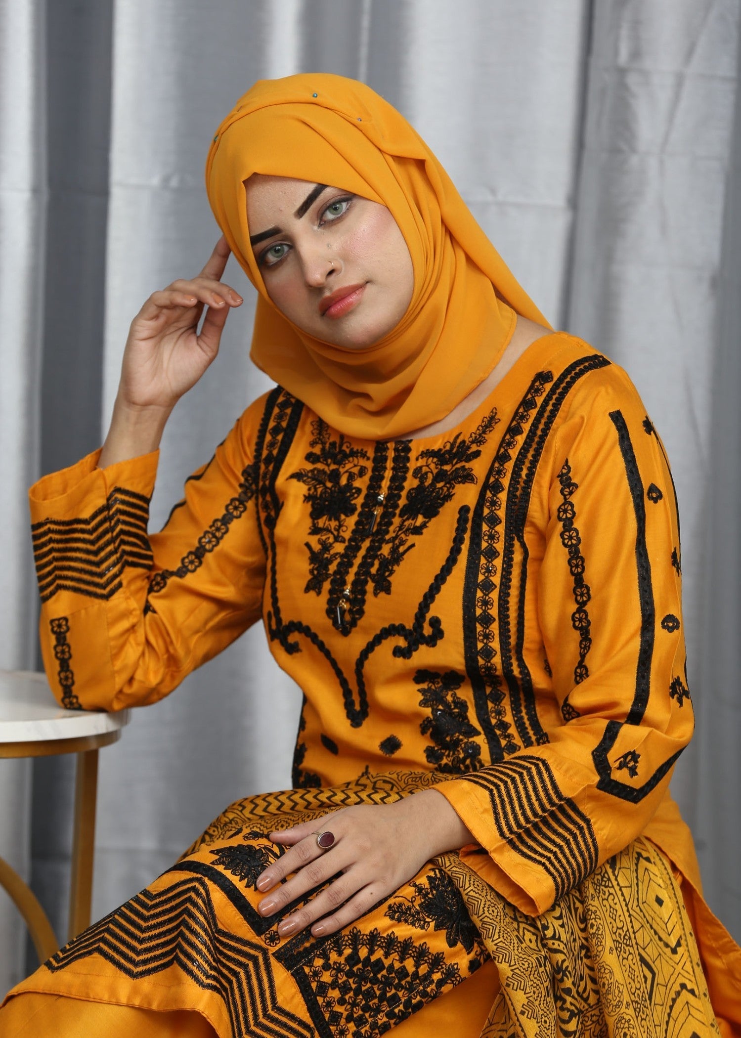 Fatima Printing Collection Mehakti Embroidered Yellow Women 3pcs