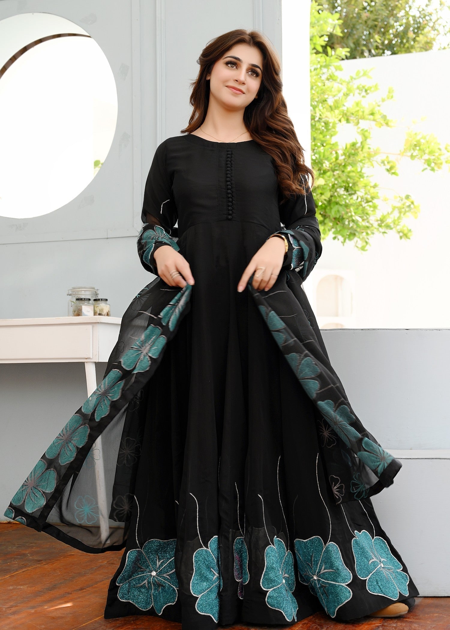 Miss & Mrs Black flower maxi Women 3pcs