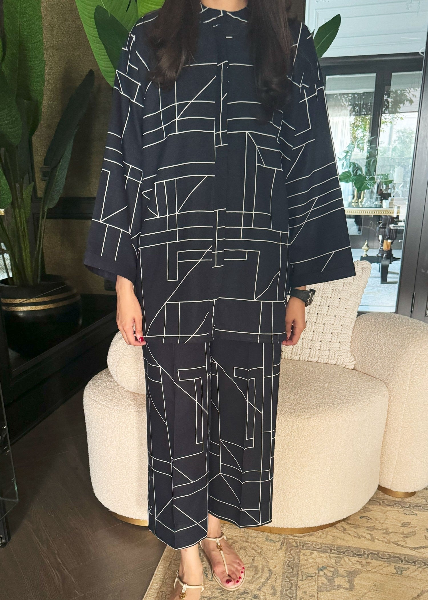 Lapret Abstract Navy Set Women 2pcs