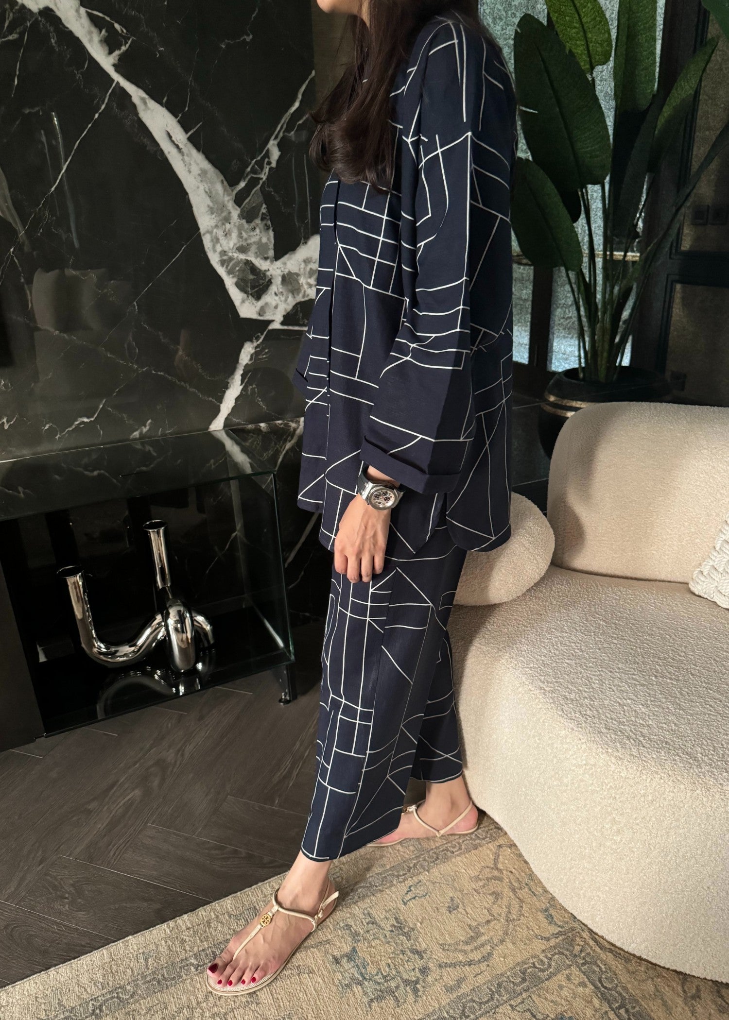 Lapret Abstract Navy Set Women 2pcs