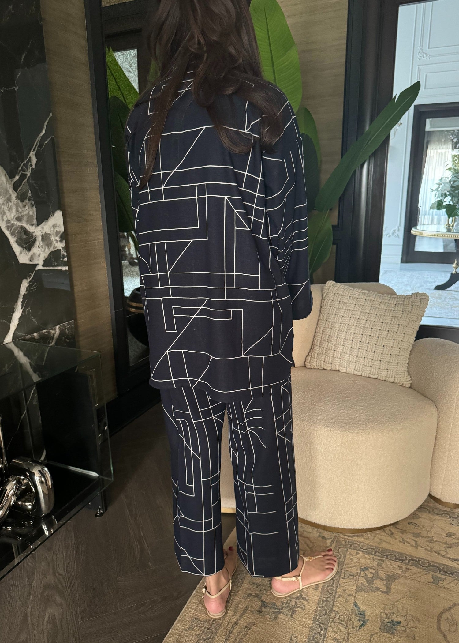 Lapret Abstract Navy Set Women 2pcs