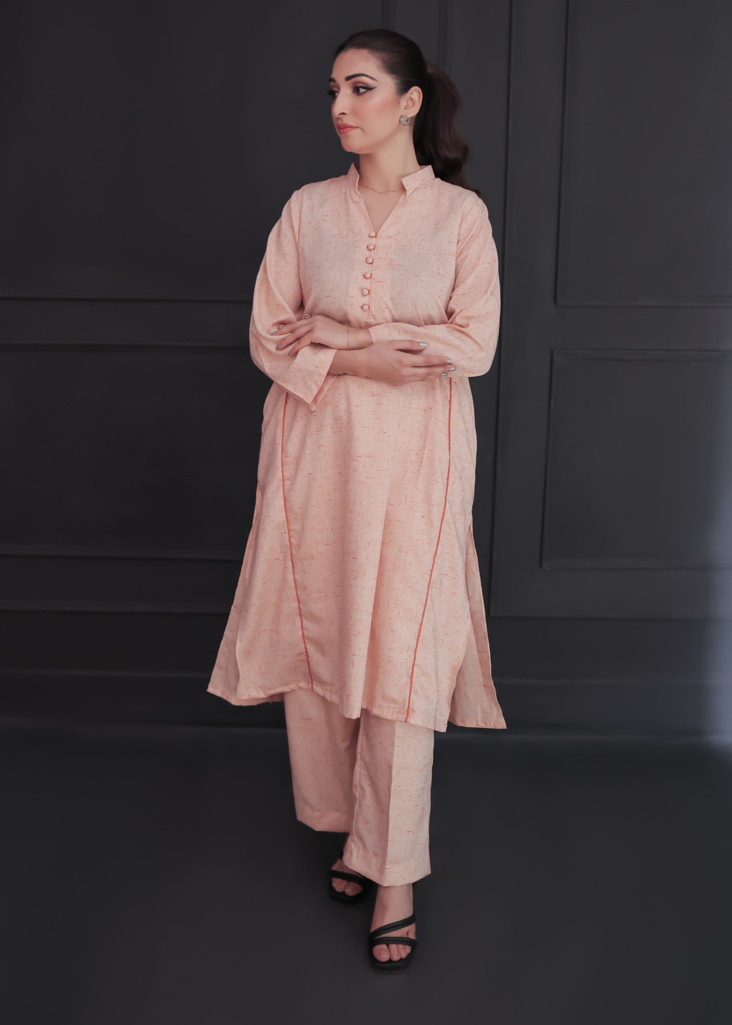 Tng (The Next Generation) Kalidaar | | Stitched | Peach Women 2pcs