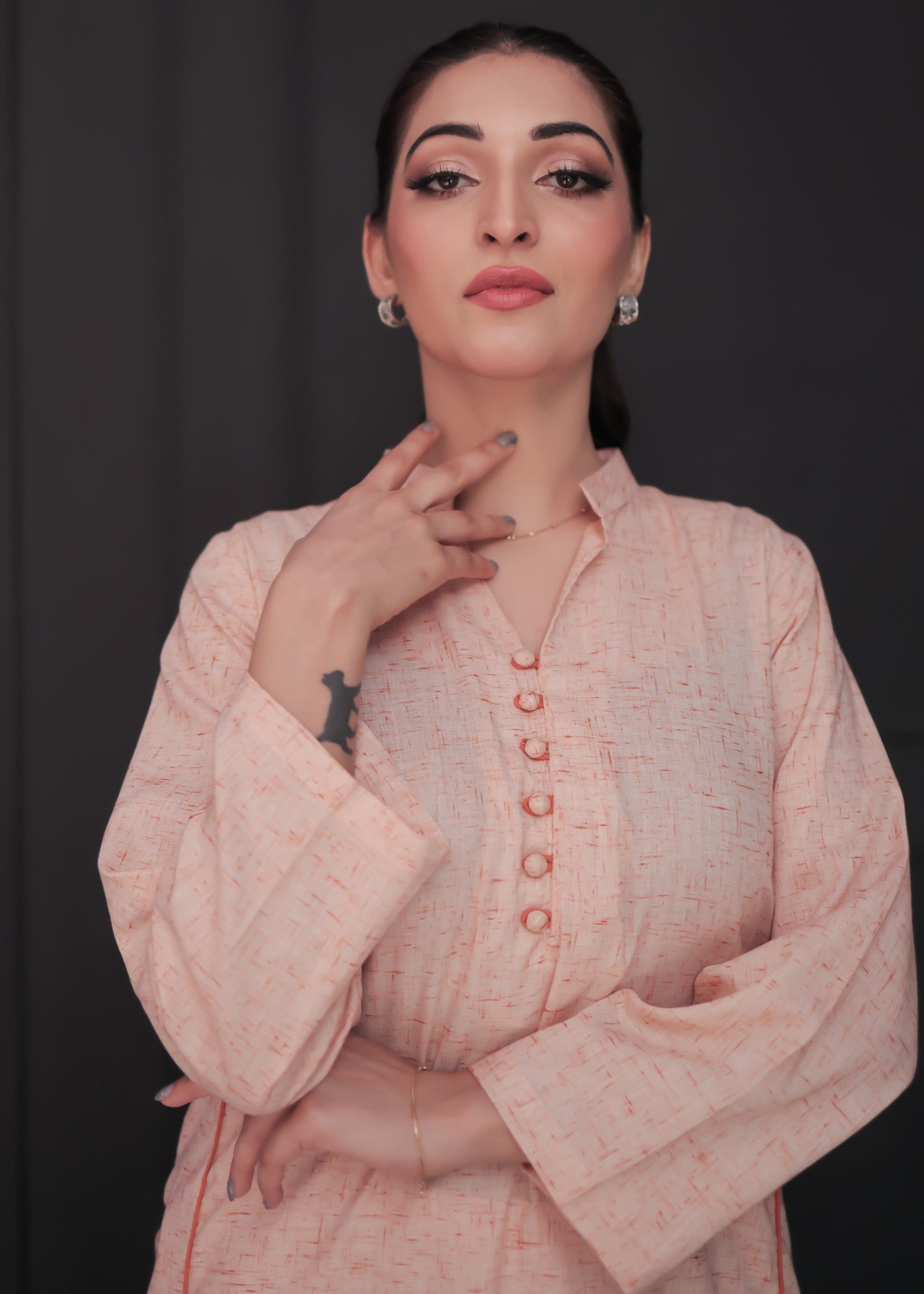 Tng (The Next Generation) Kalidaar | | Stitched | Peach Women 2pcs