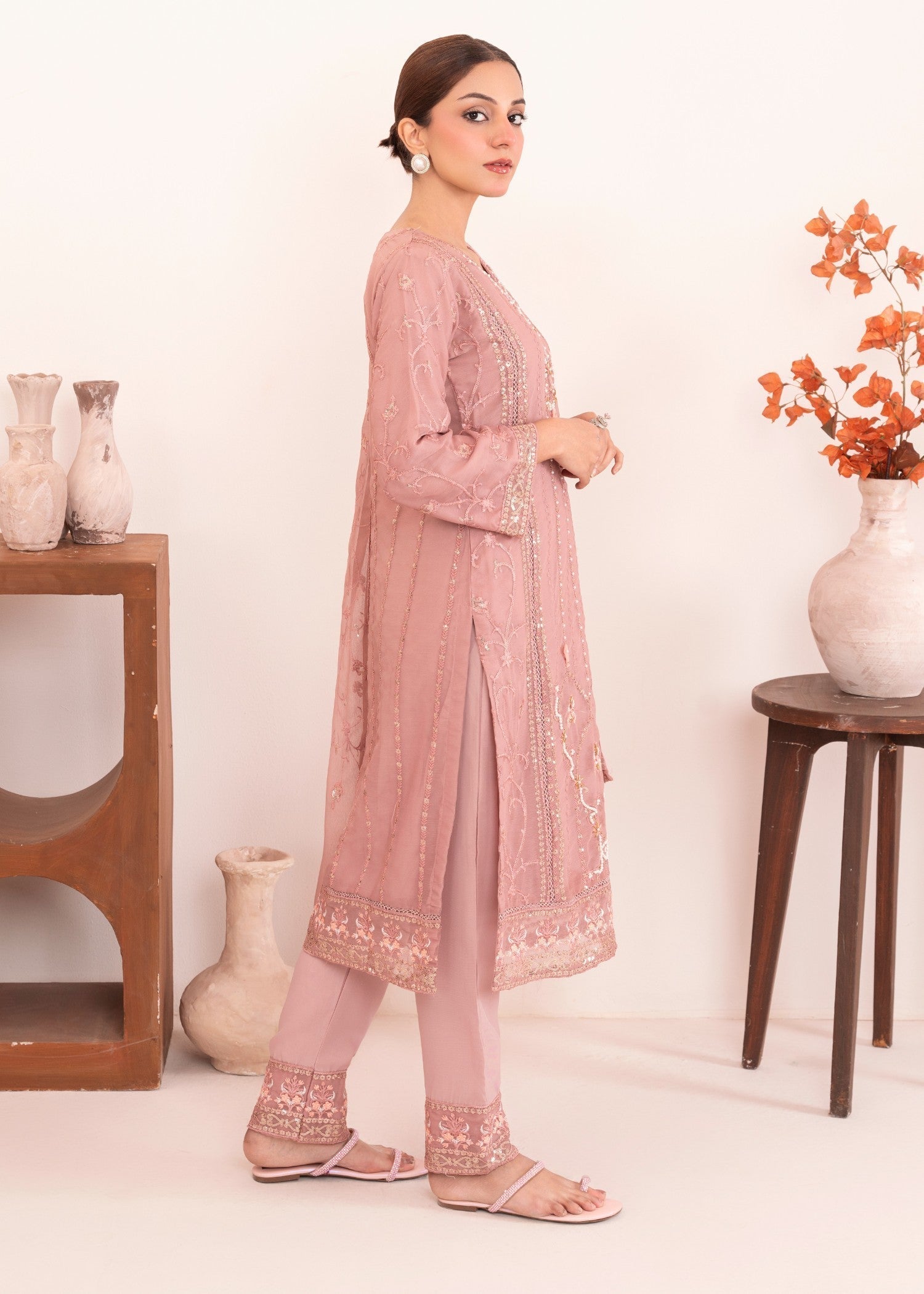 Four Season Boutique RUBAB CHIFFON TEA ROSE Women 3pcs