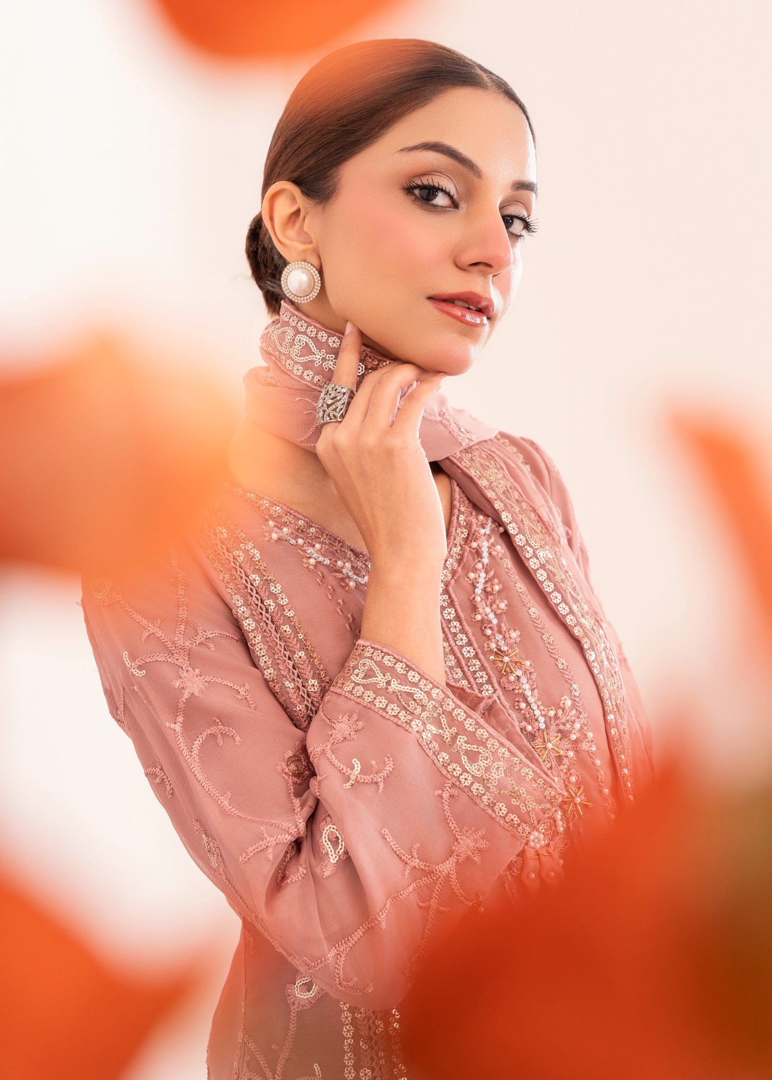 Four Season Boutique RUBAB CHIFFON TEA ROSE Women 3pcs