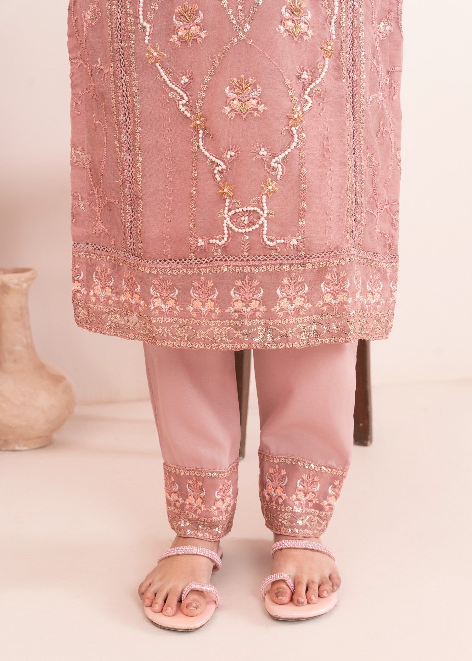 Four Season Boutique RUBAB CHIFFON TEA ROSE Women 3pcs