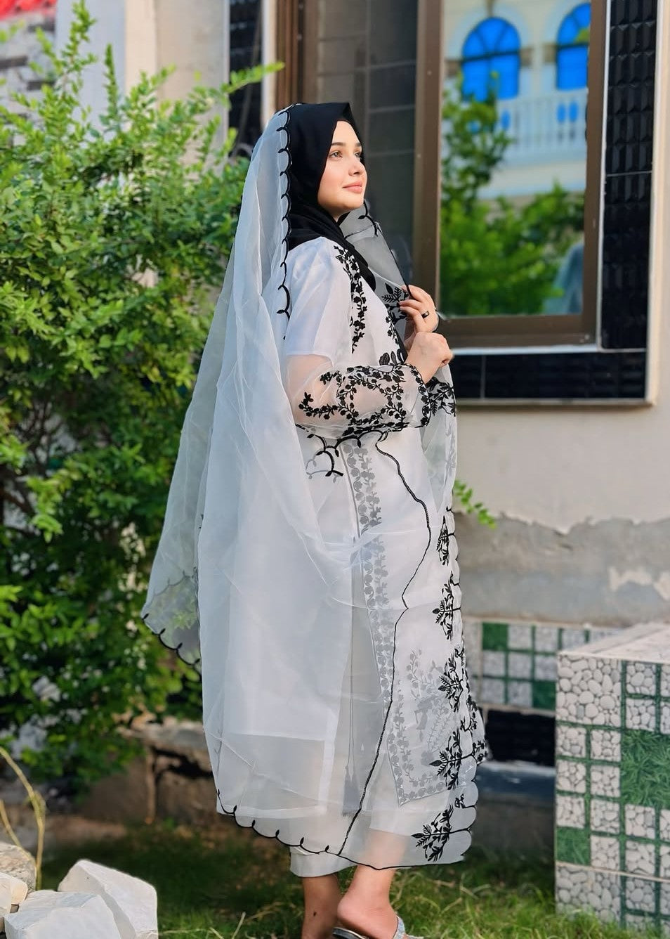 Anabya Garments Organza Three Piece Women 3pcs