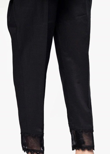 Urban Cut Jet Black Stitched Embellished Trouser | 100% Cotton Women 1pcs