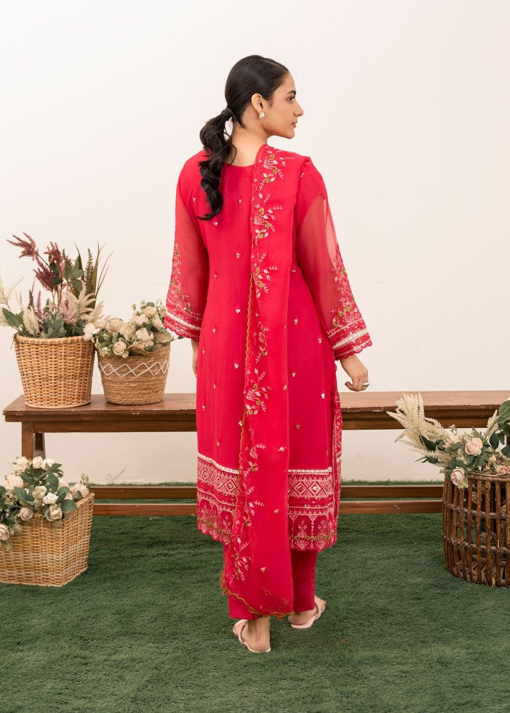 Al-Harir Apparel Nazrana Shoking Pink Women 3pcs