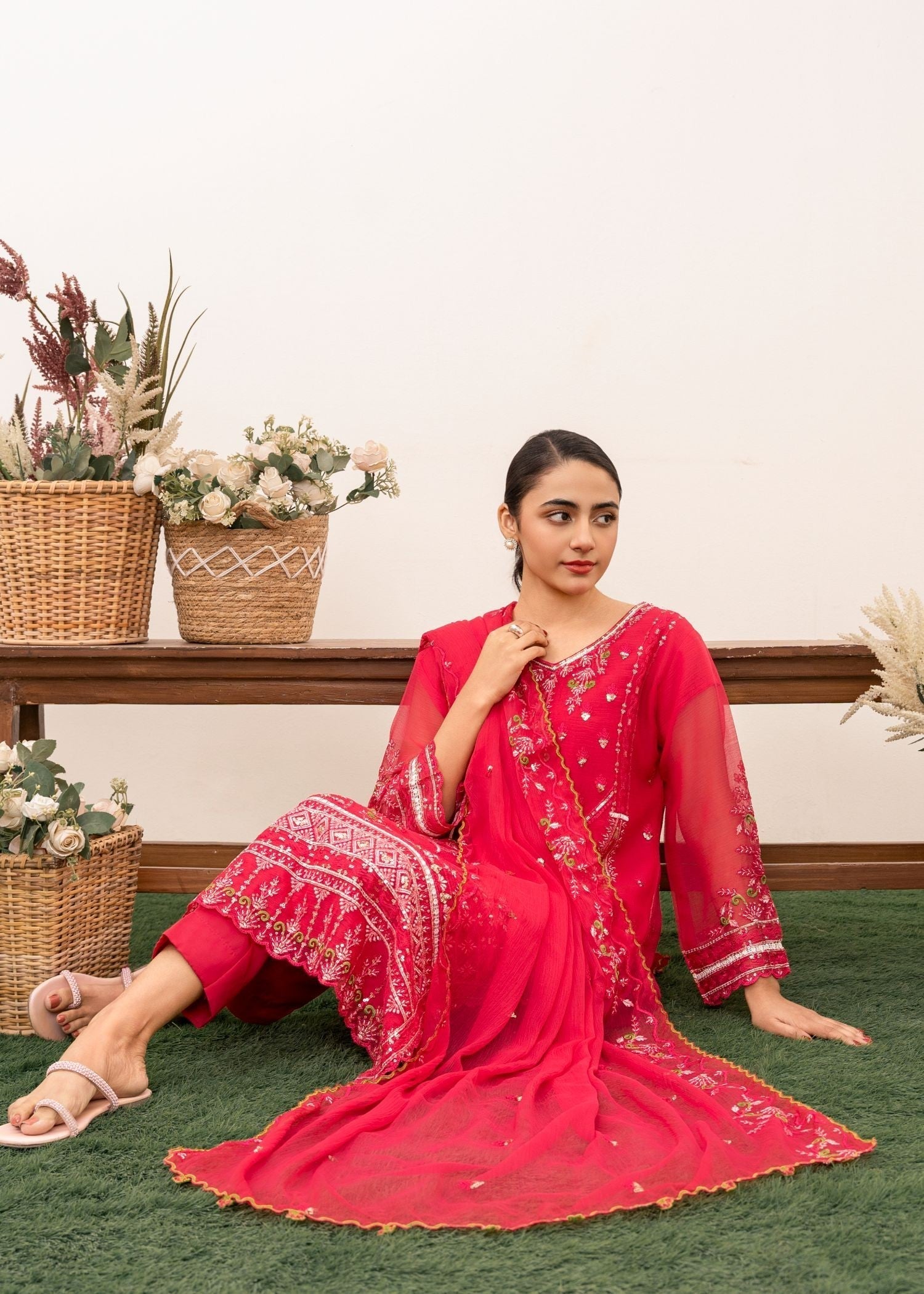 Al-Harir Apparel Nazrana Shoking Pink Women 3pcs