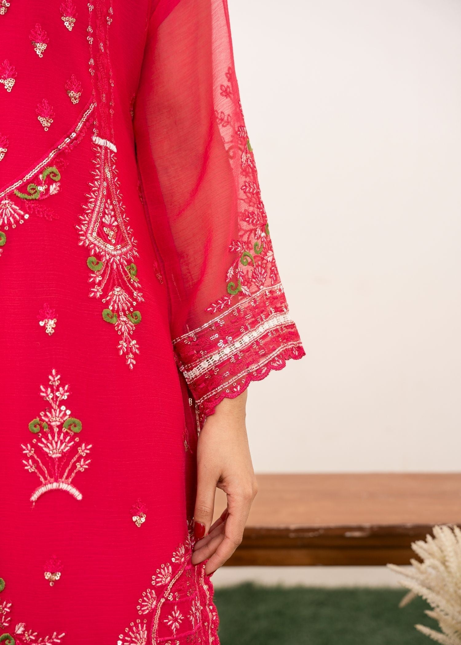 Al-Harir Apparel Nazrana Shoking Pink Women 3pcs