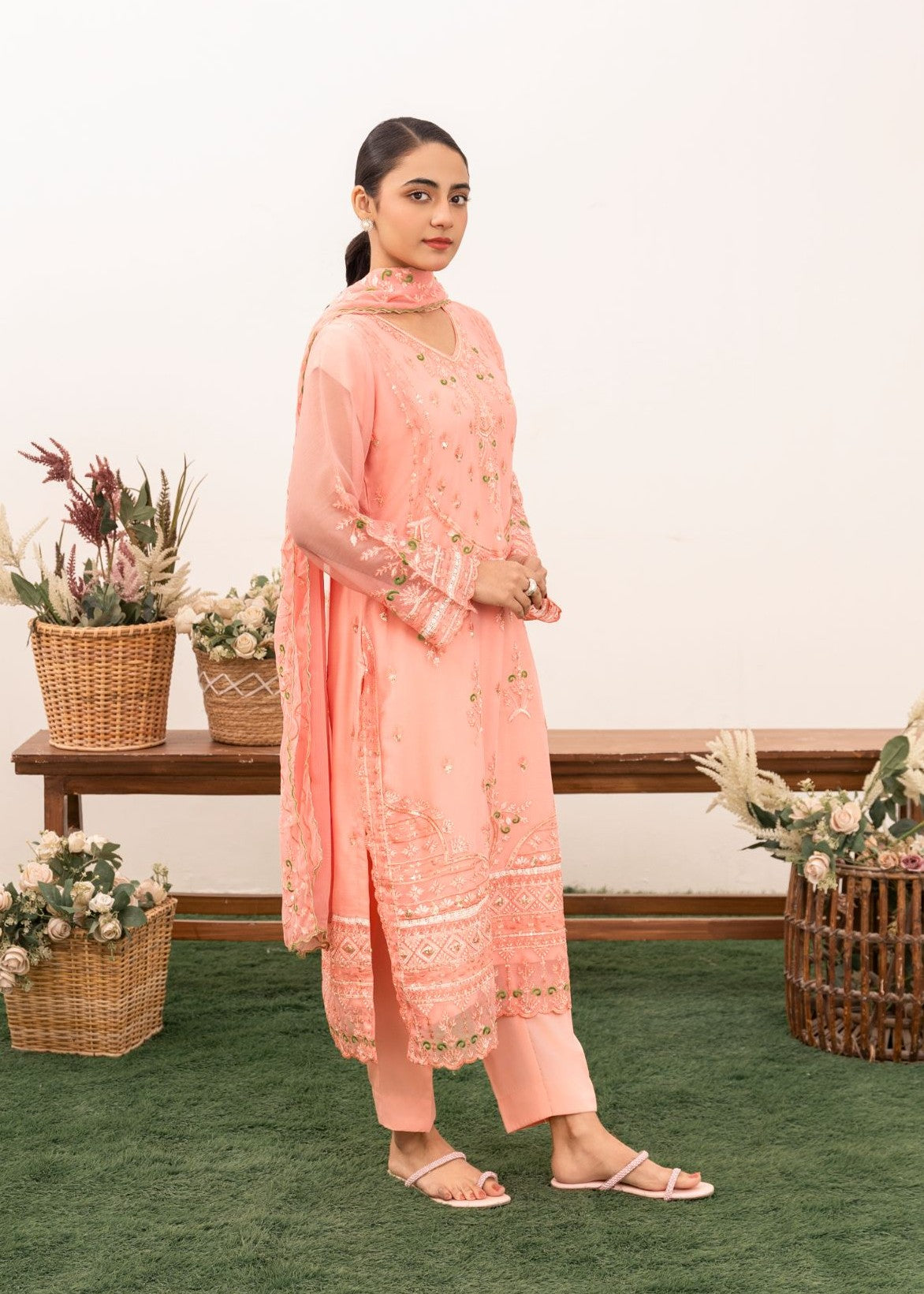 Al-Harir Apparel Nazrana Baby Pink Women 3pcs