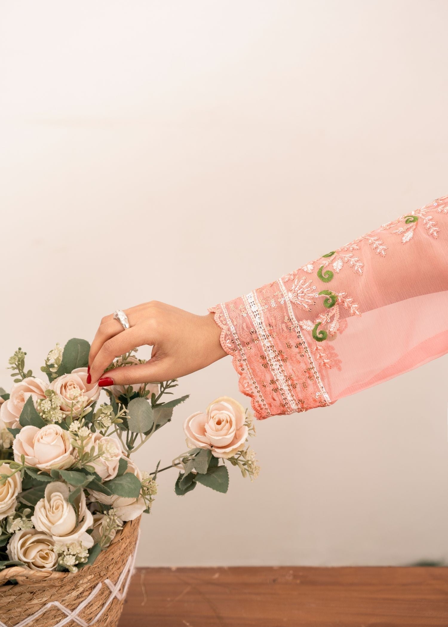 Al-Harir Apparel Nazrana Baby Pink Women 3pcs