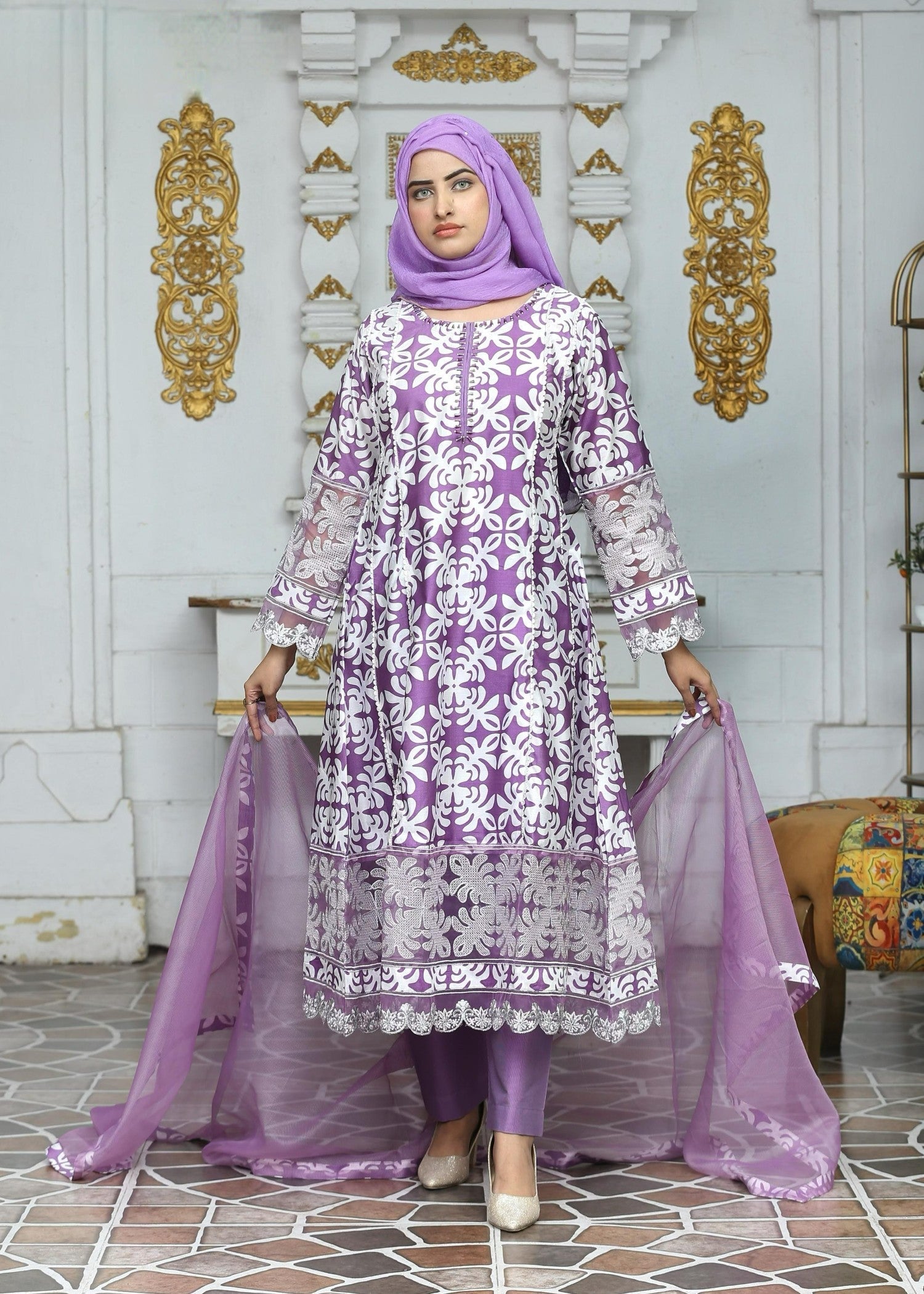 Fatima Printing Collection Saroor Printed Pishwas Liliac Women 3pcs