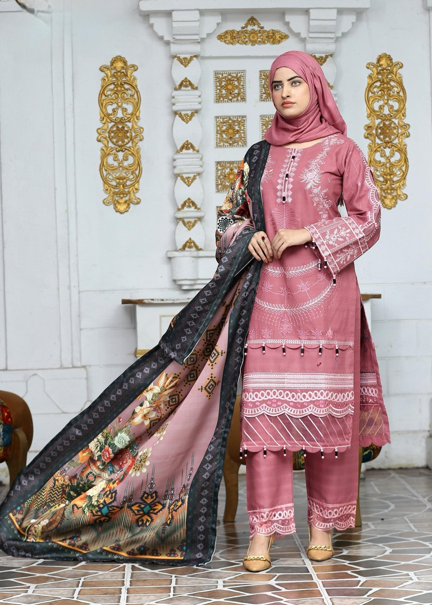 Fatima Printing Collection Zariyah Embroidered Long Shirt Khadar Women 3pcs