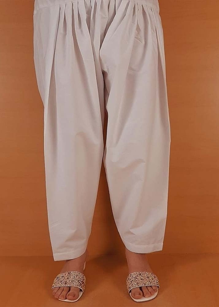 Zardi Plain Shalwar Cotton White ZSL01 Women 1pcs