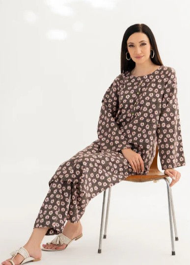 By-East Acrylic Wool Suit Printed Women 2pcs