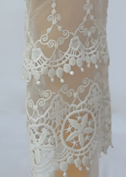 Urban Cut Linen Ivory Fabric double Embroidery Stitched Trouser | 100% Cotton | Pre Shrinked Women 1pcs