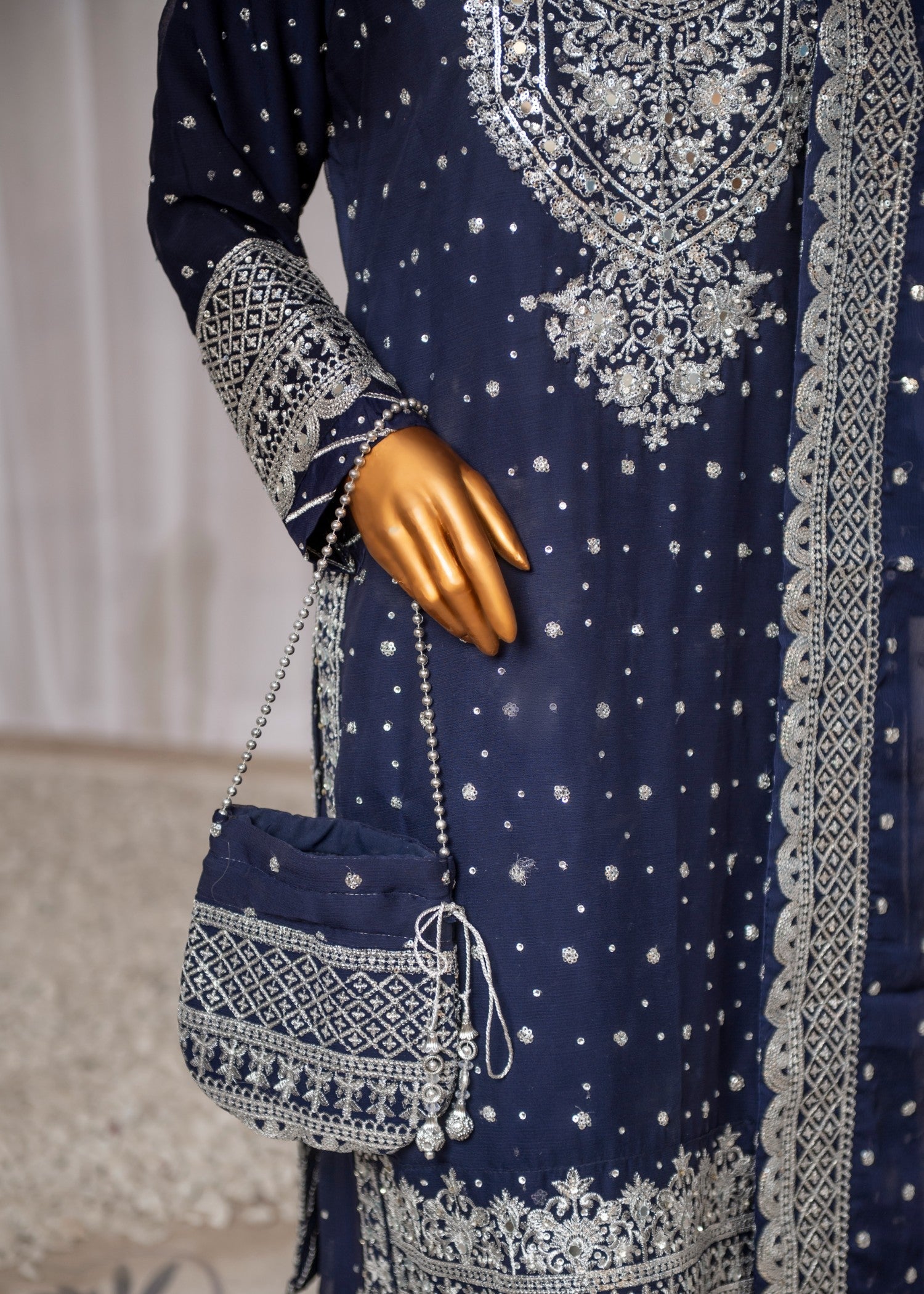 SAIRA SULTANA Mah Jabeen Navy Blue Women 3pcs