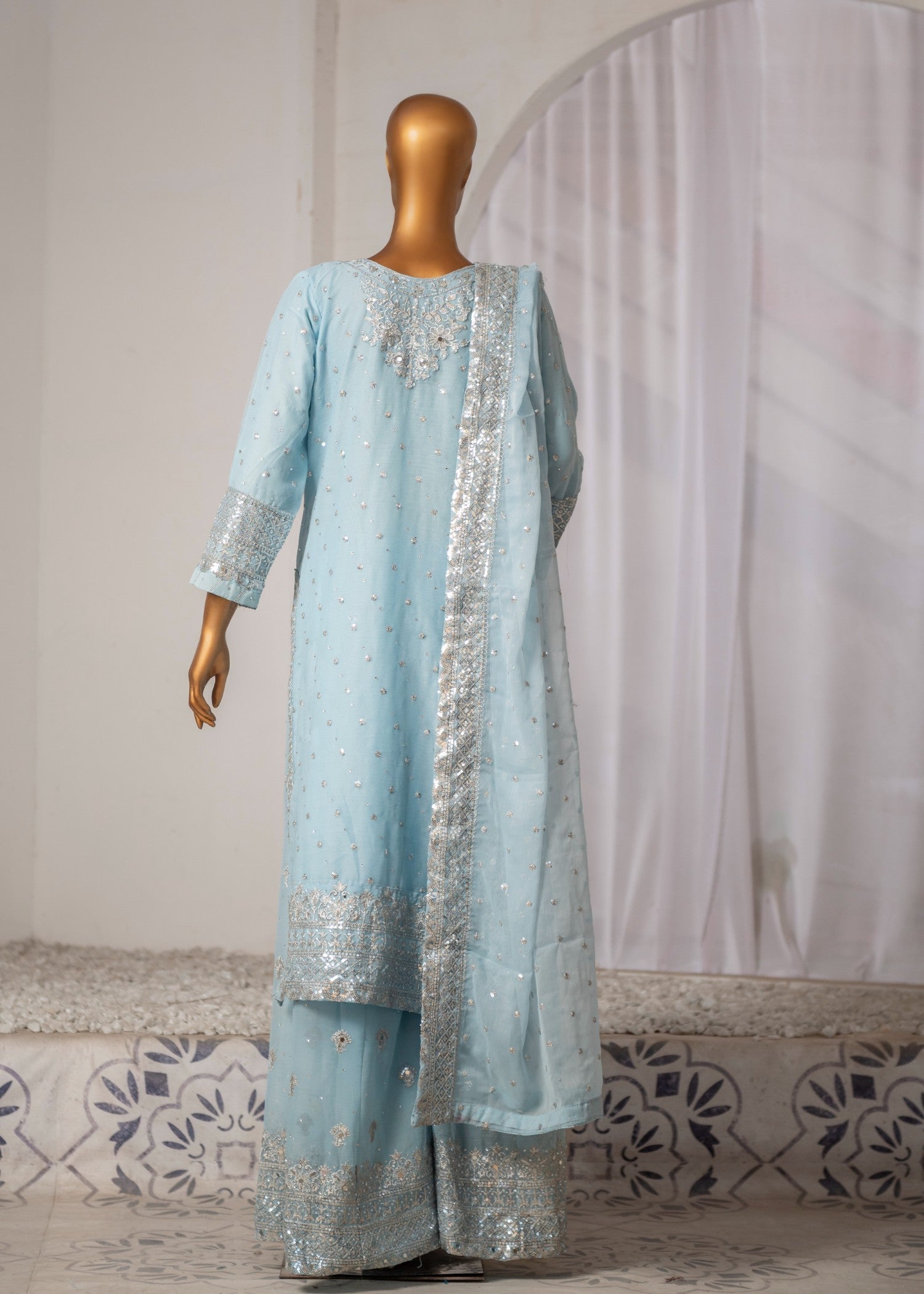 SAIRA SULTANA Mah Jabeen Ice Blue Women 3pcs