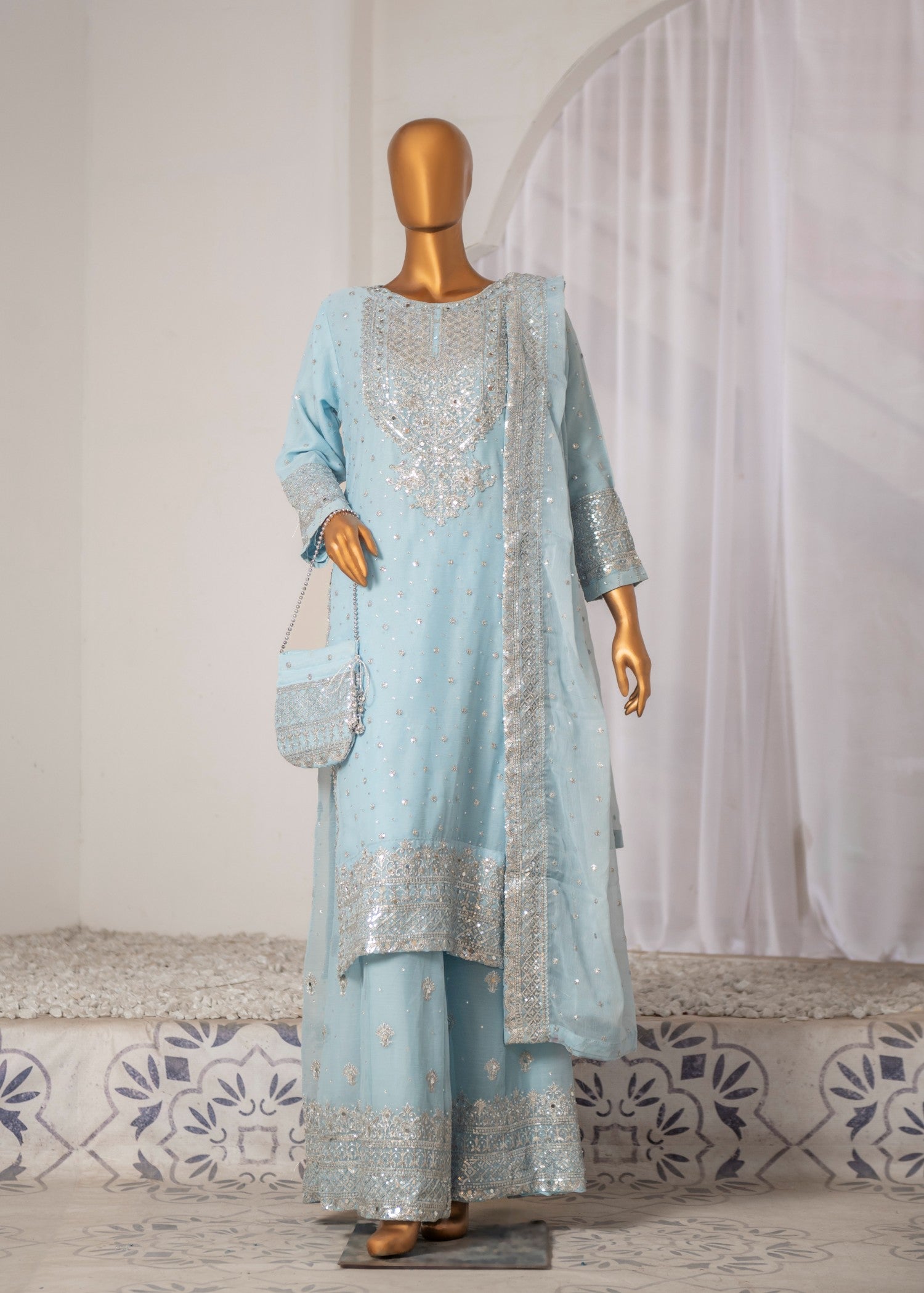 SAIRA SULTANA Mah Jabeen Ice Blue Women 3pcs