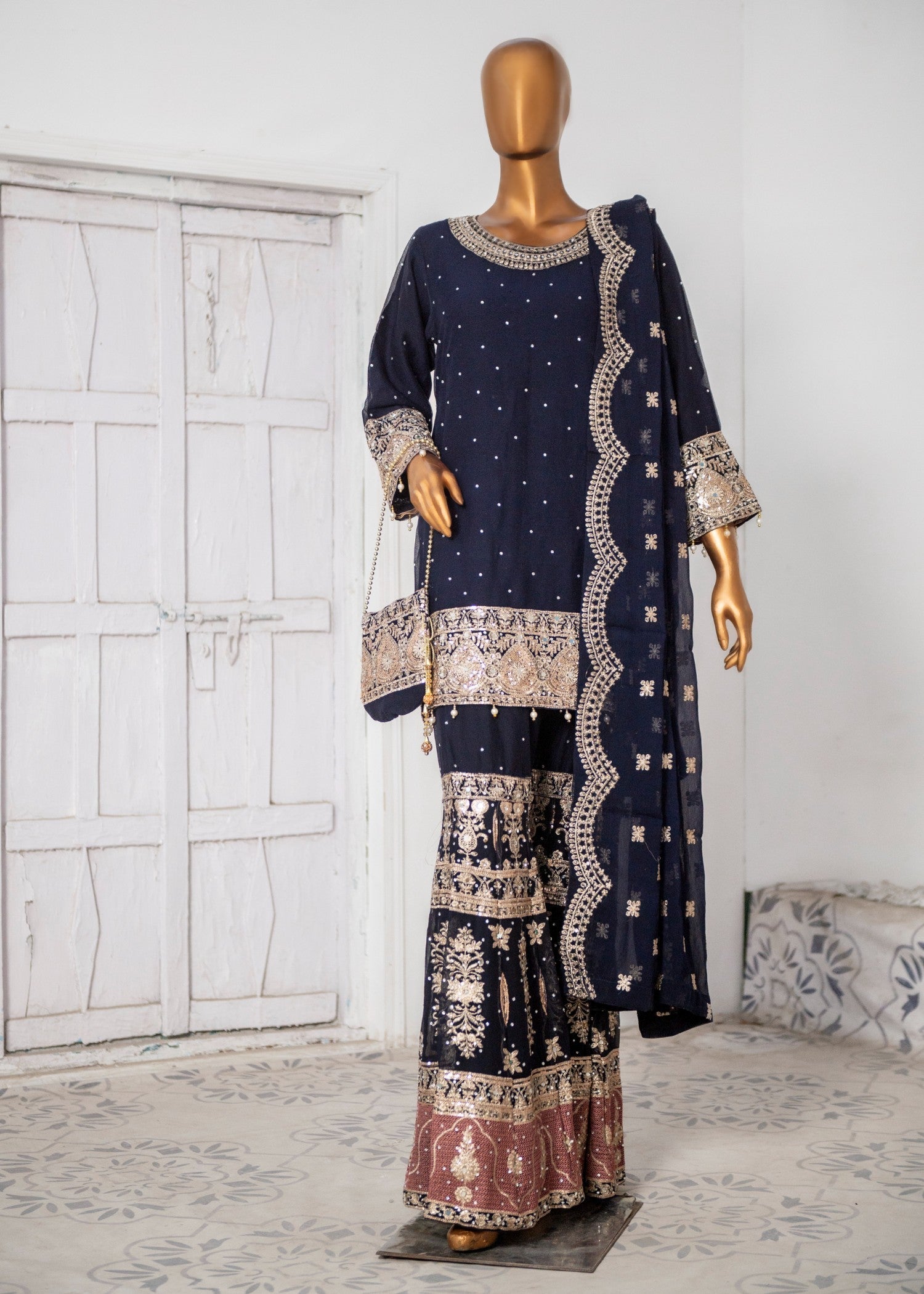 SAIRA SULTANA Haniya Navy Blue Women 3pcs