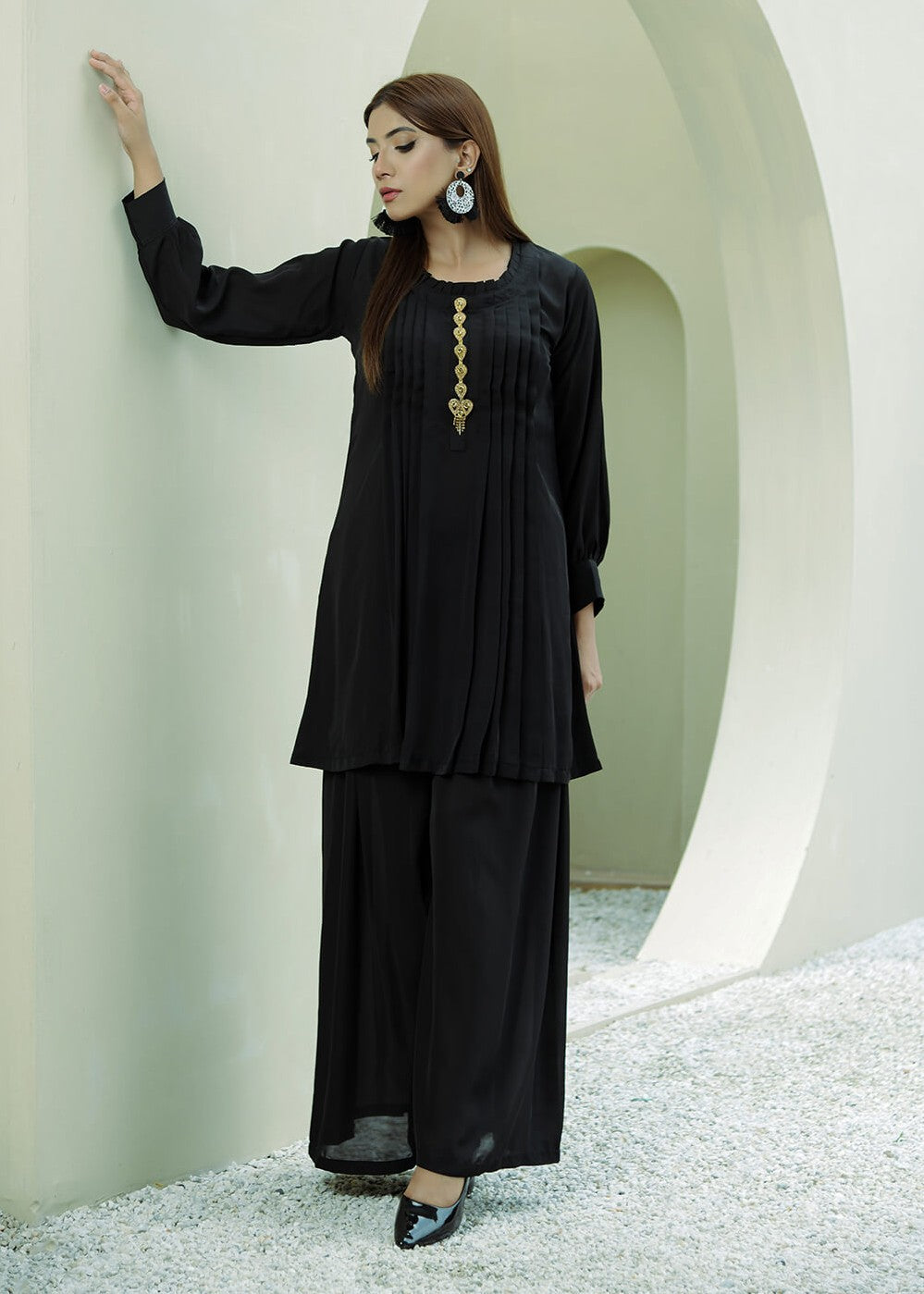 Elara Official Pleated Elegance Set Women 2pcs