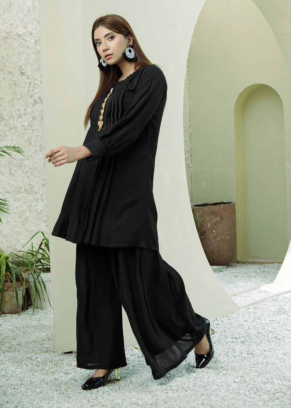 Elara Official Pleated Elegance Set Women 2pcs