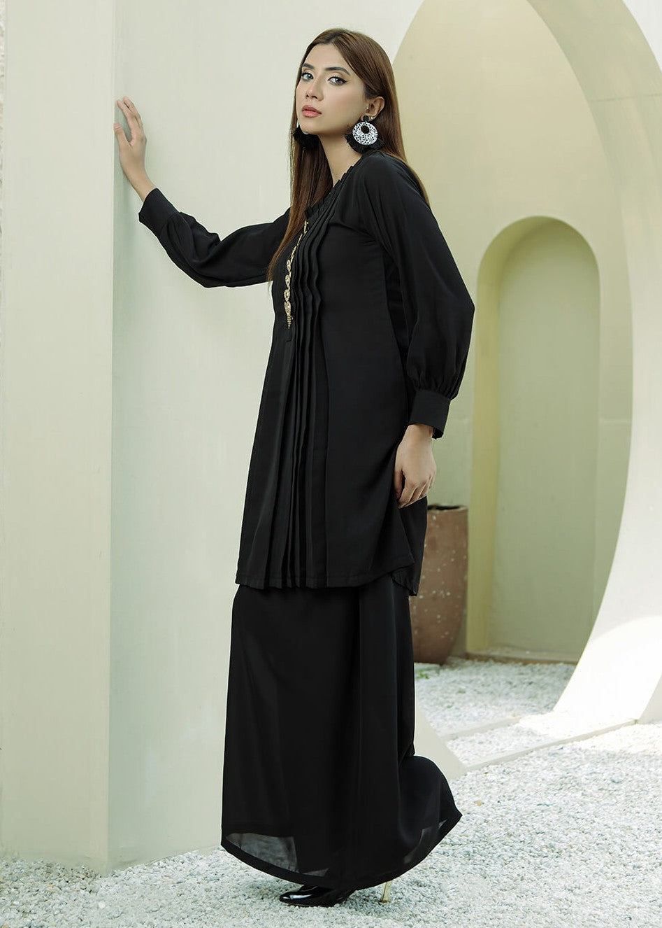 Elara Official Pleated Elegance Set Women 2pcs