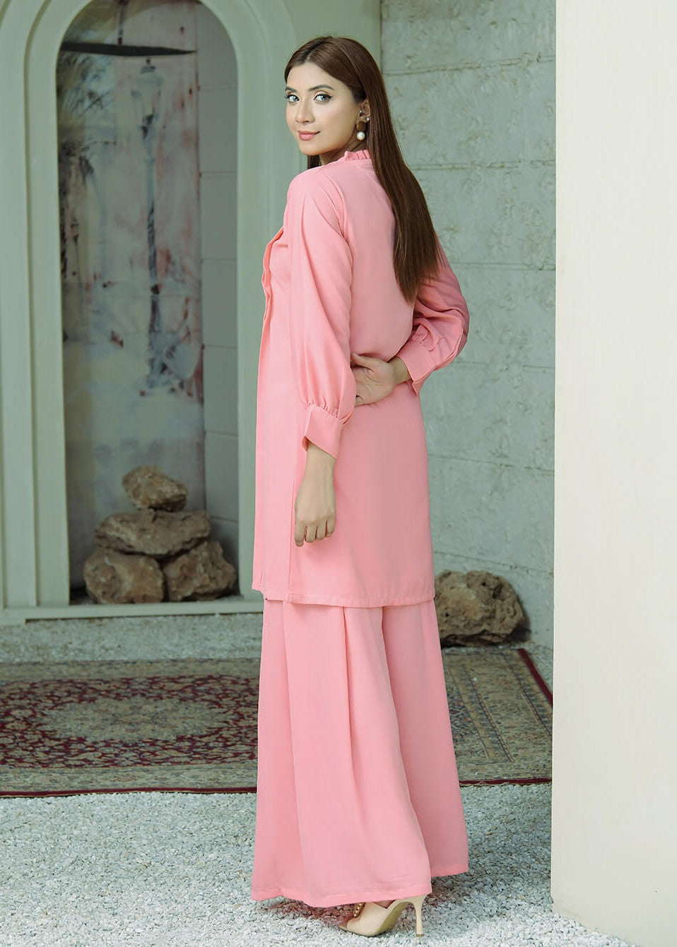 Elara Official Blush Pleated Set Women 2pcs