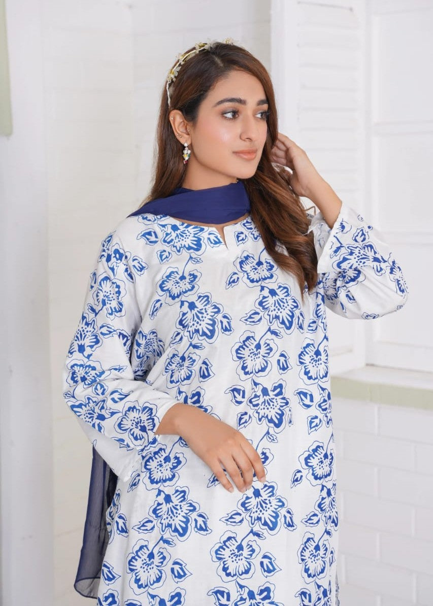 Gulposh Rangoon (Stitched ) Blue Women 2pcs