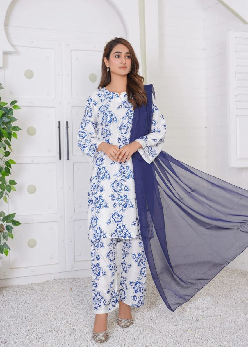 Gulposh Rangoon (Stitched ) Blue Women 2pcs
