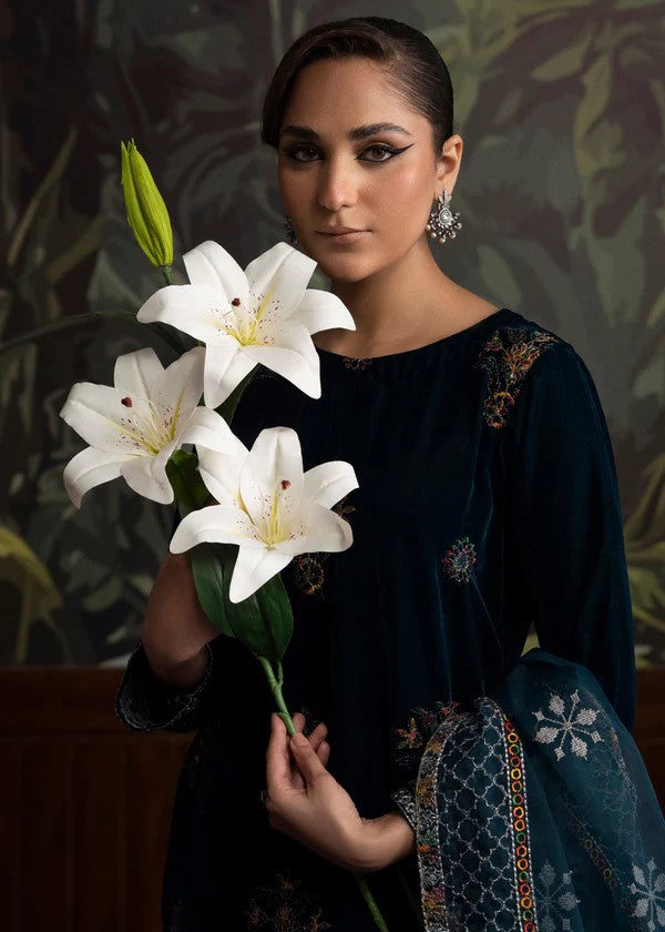 By-East Embroidered Velvet Suit Women 3pcs