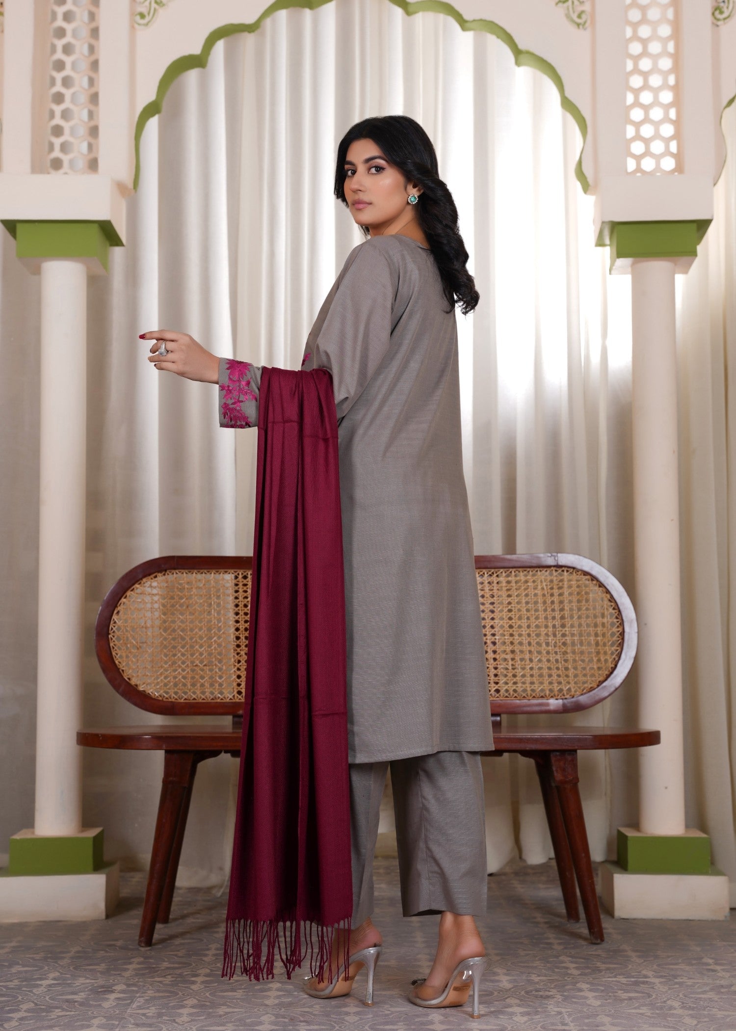 Deysia Khaddar Plum Haze Women 2pcs