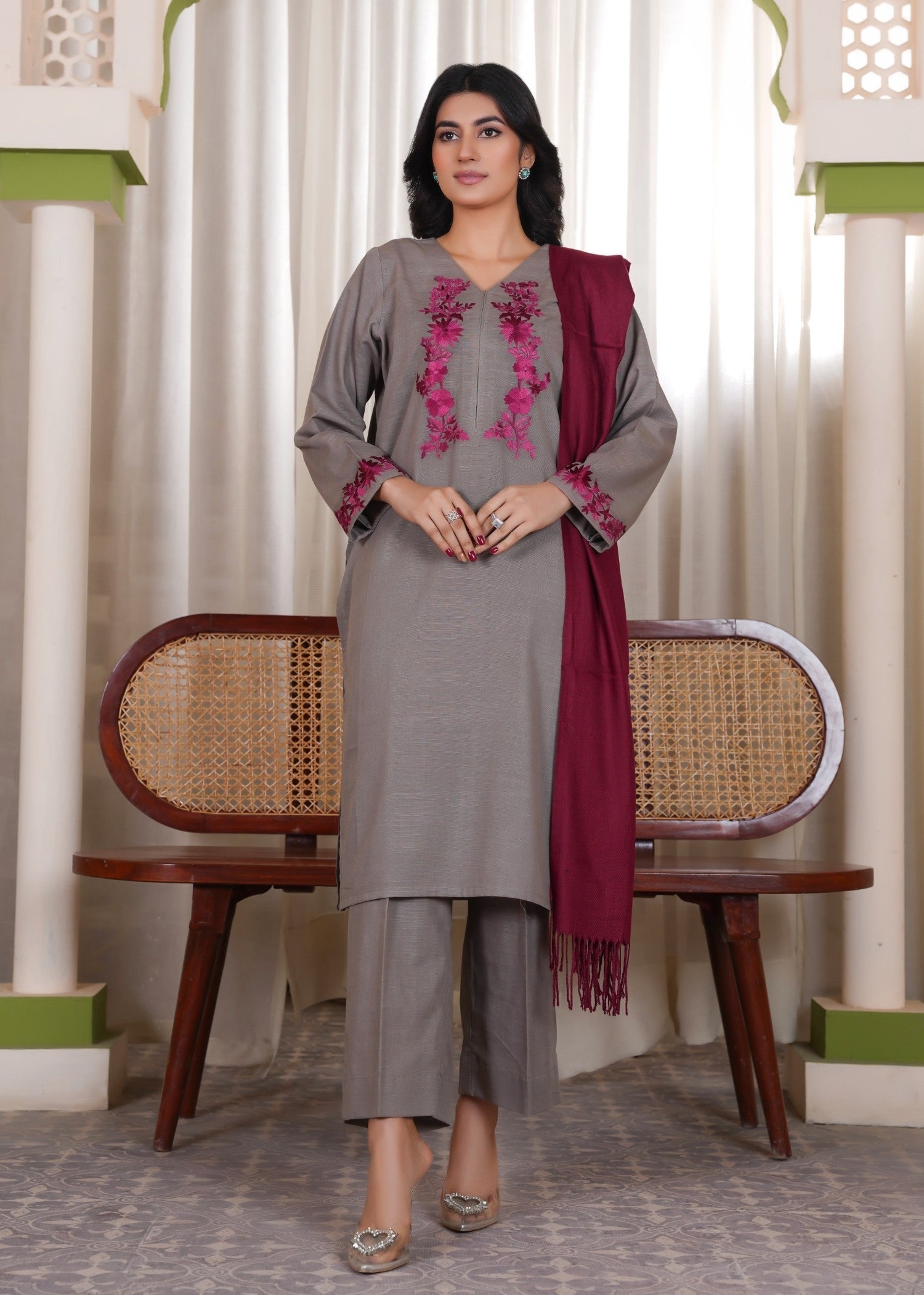 Deysia Khaddar Plum Haze Women 2pcs