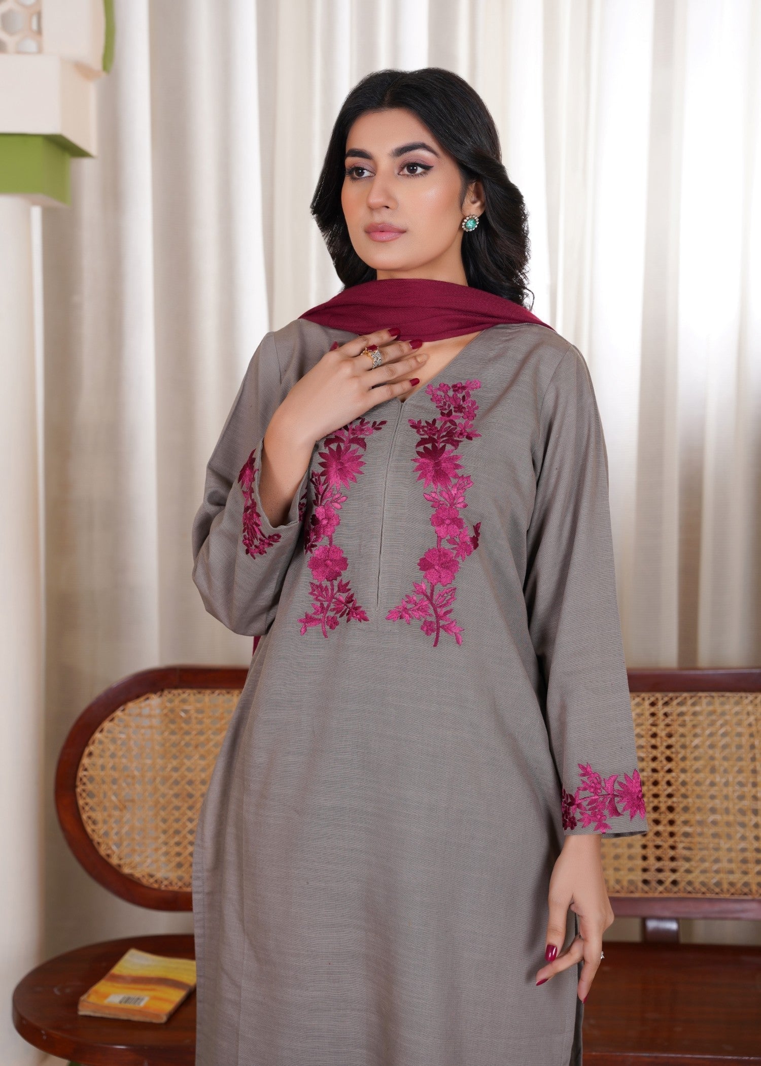 Deysia Khaddar Plum Haze Women 2pcs