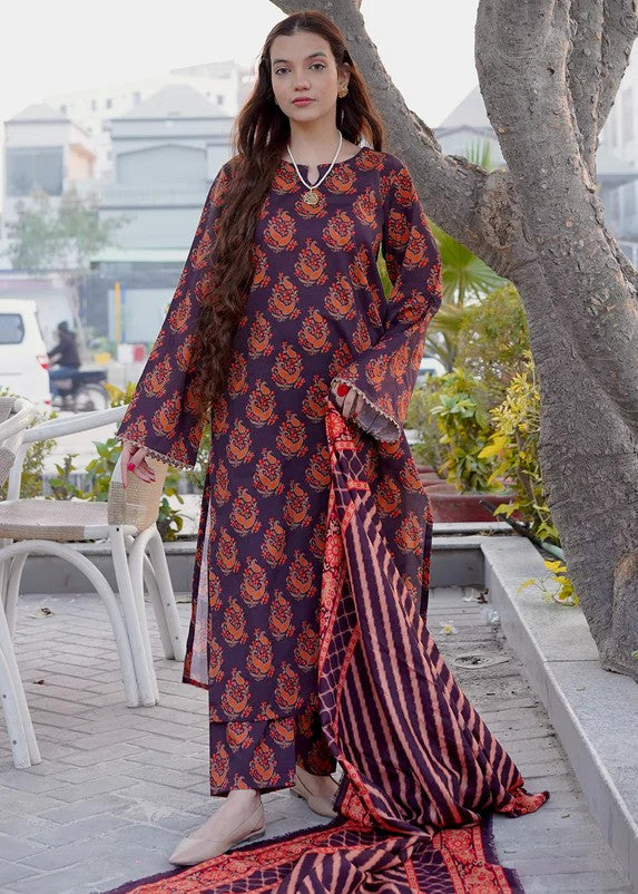 By-East Khaddar Suit Printed Fabric Women 3pcs