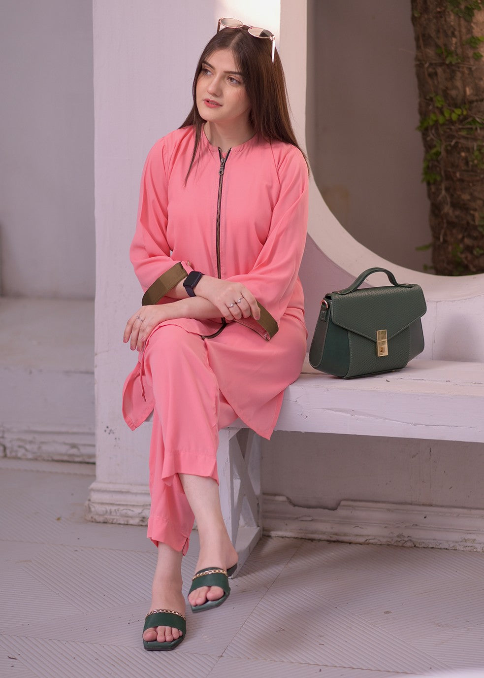 Elara Official ZIPPER COAT SET EL350G Women 2pcs