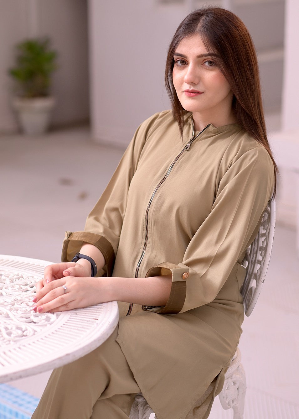 Elara Official ZIPPER COAT SET EL349G Women 2pcs