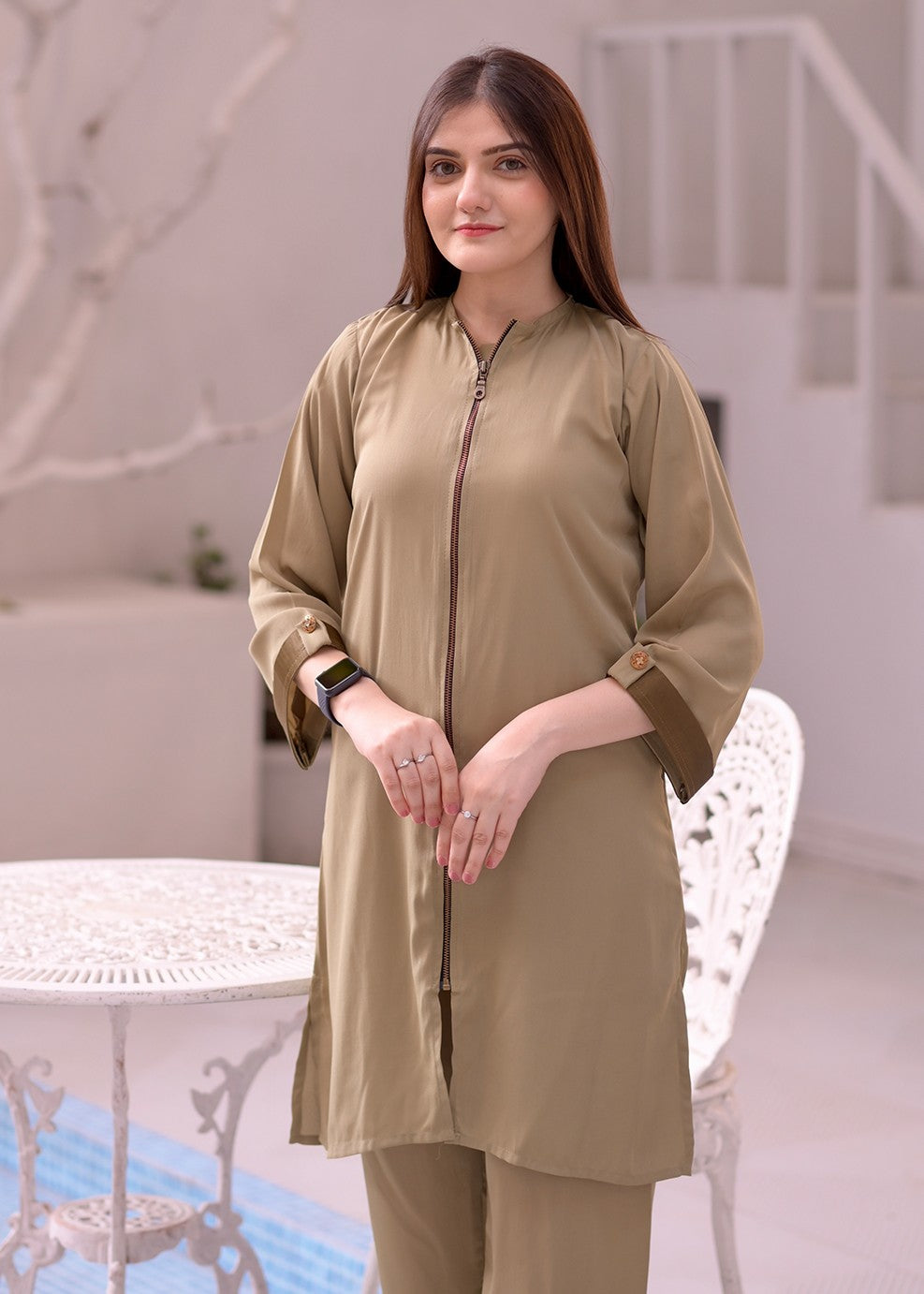 Elara Official ZIPPER COAT SET EL349G Women 2pcs