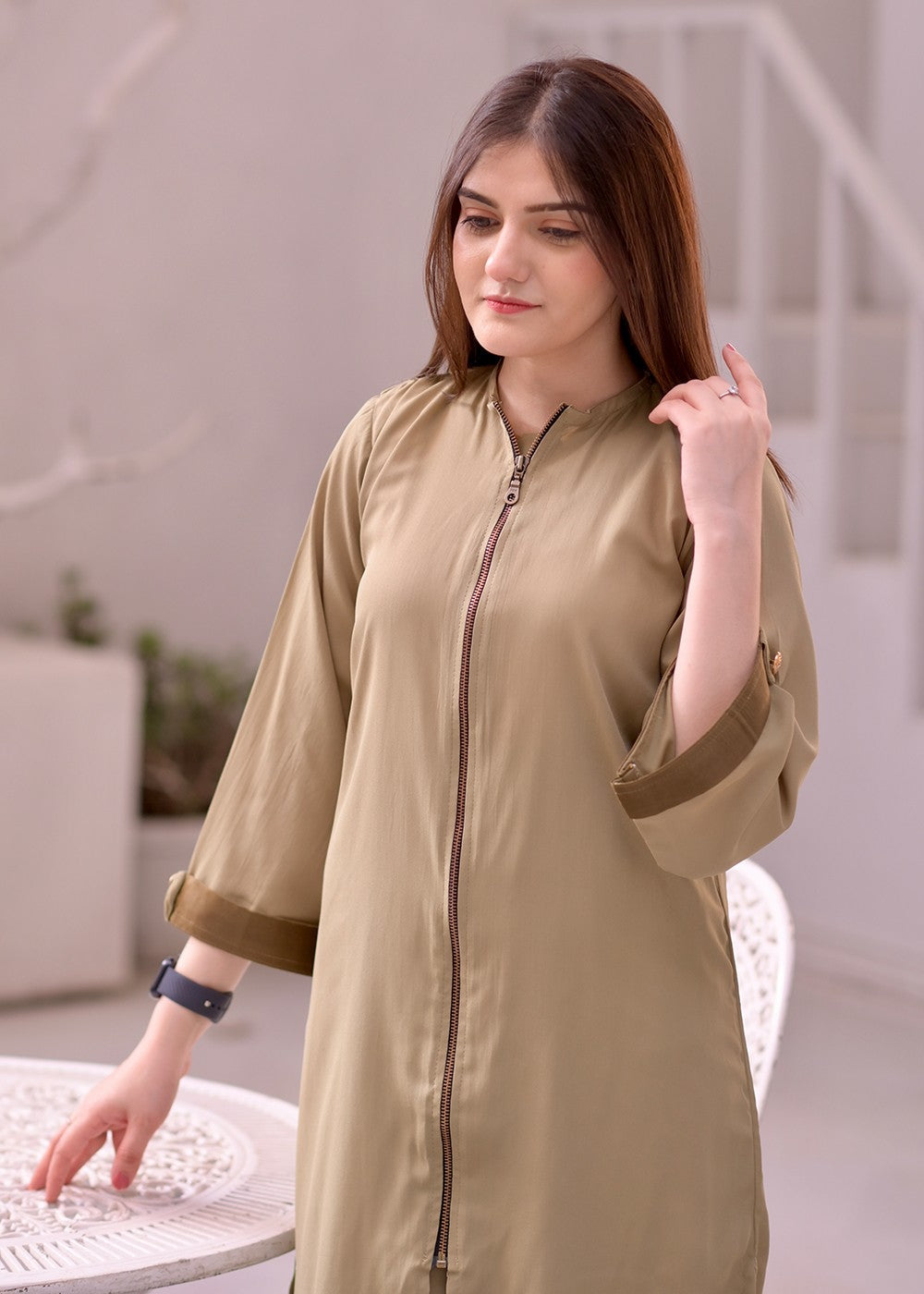 Elara Official ZIPPER COAT SET EL349G Women 2pcs