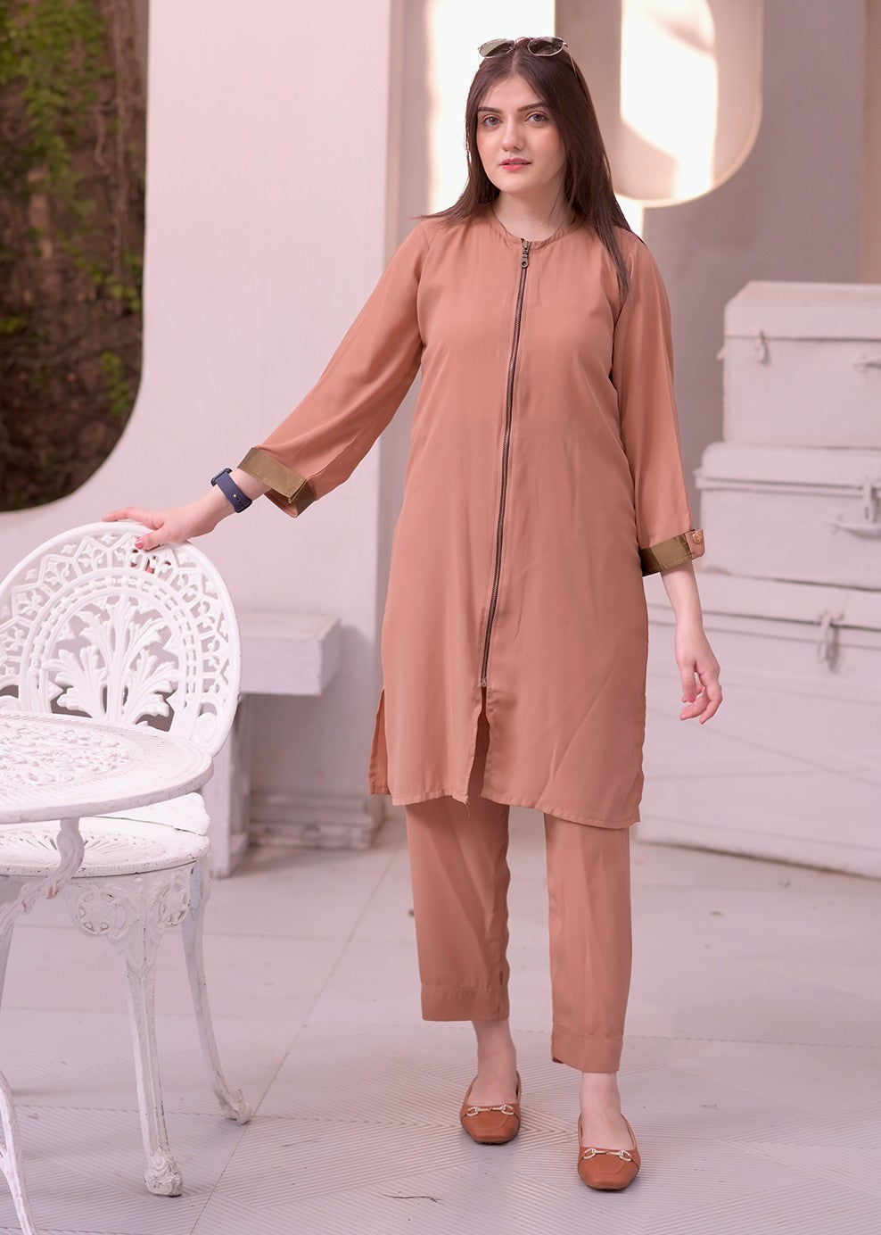 Elara Official ZIPPER COAT SET EL348G Women 2pcs