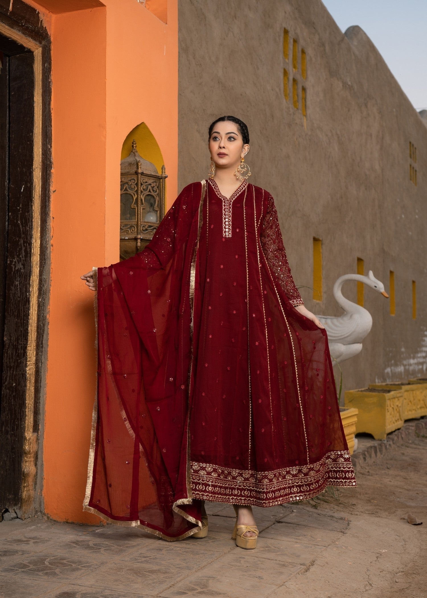 Abaan Zohan Kashish Maroon Women 3pcs