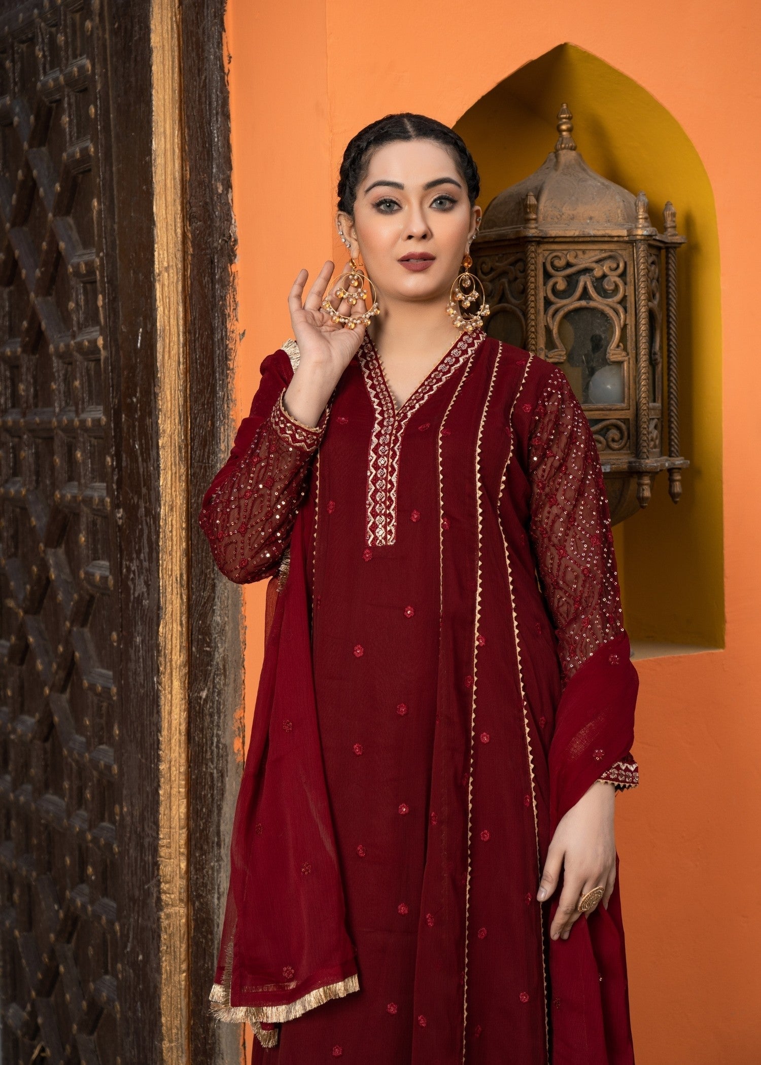 Abaan Zohan Kashish Maroon Women 3pcs